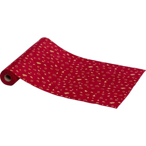Chemin de table Tissu en Velours Rouge et Sapin OR 28 x 300 cm - Feeric Christmas (1/2)