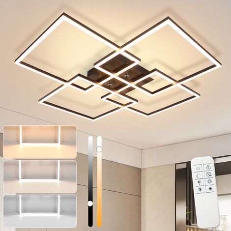 GBLY LED Deckenleuchte Wohnzimmer Deckenlampe - 72CM Schwarz Schlafzimmerlampe Dimmbar mit Fernbedienung 48W Modern Deckenbeleuchtung Rechteckig Design Esszimmerlampe für Schlafzimmer Küche