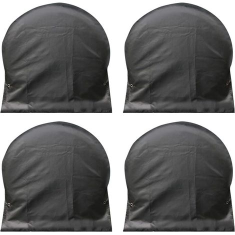 Lot de 4 housses de pneu imperméables et coupe-vent, compatible avec camping-car, VUS, camion, remorque, voiture, noir, en tissu Oxford et PVC, 68,6 - 81,3 cm, UV protection