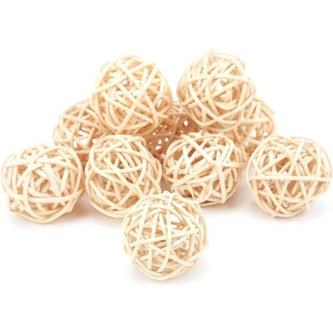 Perroquet Naturel Perruche Jouets à Mâcher Boules de Rotin pour Perruche Perruche Cacatoès Suspendu Bricolage Artisanat(3CM) 10 Pièces Boules de Rotin Bird Toys Bird Toys