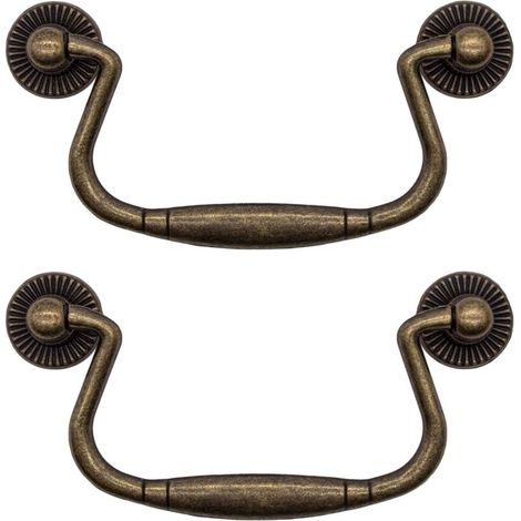 Set di 2 maniglie per cassetti pieghevoli in ferro color bronzo antico per ante di armadi, cassettiere, cucine, credenze, ecc. Stile vintage per casa di campagna