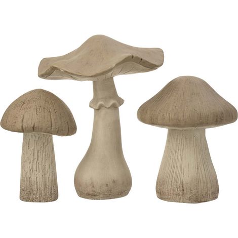 Lot de 3 Champignons Déco "Chalet" 50cm Gris