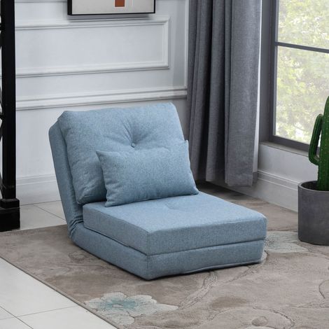 Chauffeuse canapé lit Bleu convertible fauteuil 1 place coussin dossier réglable