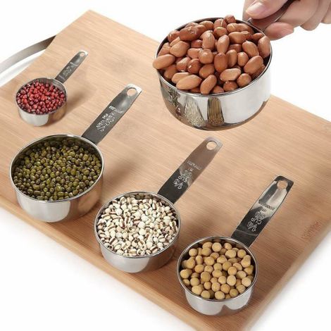 12 pièces ensemble verres et cuillères en acier inoxydable avec repères de mesure, cuillère à clip et tableau de conversion pour la cuisine (1/5)