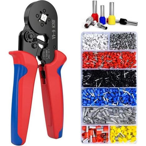 Pince à Sertir Kit, Embout de Cablage Outil de Sertissage Cosse Electriques à Sertir 1200 Cosses 0,5-10mm² pour Bornes de Outil (1/3)