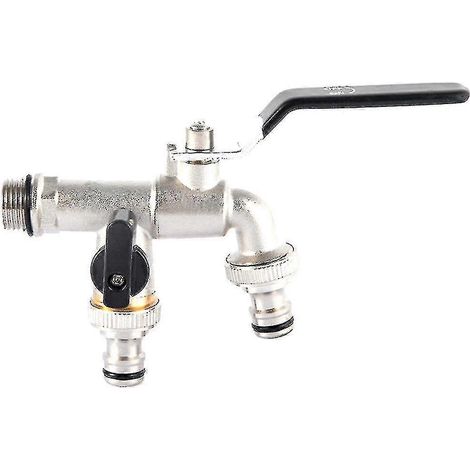 Robinet de jardin extérieur à double sortie 1/2 pouce / 3/4 pouce, résistant au gel, compatible avec les tuyaux d'arrosage. (1/4)