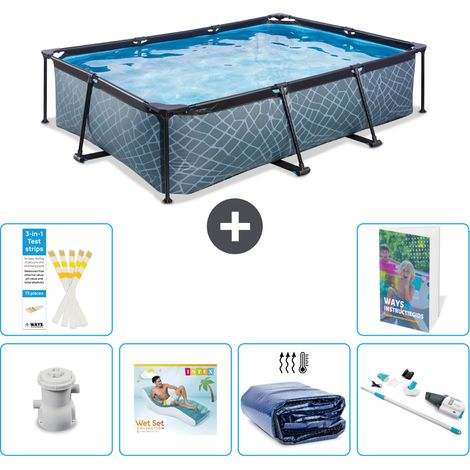 Exit Pool Rechteckig - Steinoptik - 300x200x65 cm - 7-teilig S261