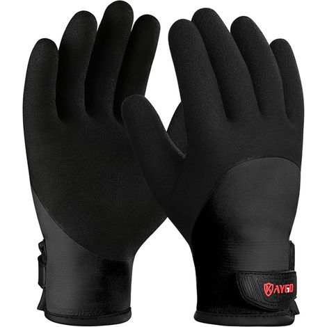 gants de travail thermiques imperméables avec revêtement en latex pour toutes les mains, doublure isolante pour le travail extérieur par temps froid en hiver, (Noir, taille 8) (1/5)