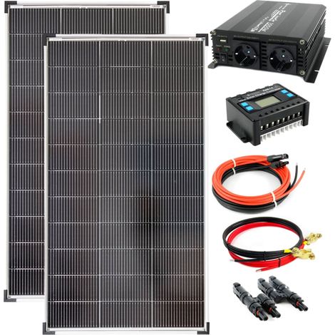 Komplettset 2x120 Watt Solarmodul 1070x585 NM1000 Watt Wandler 20A Laderegler Photovoltaik Inselanla (1/5)