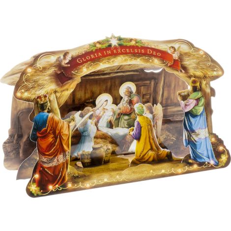 Grande presepe di carta con brillantini (1/4)