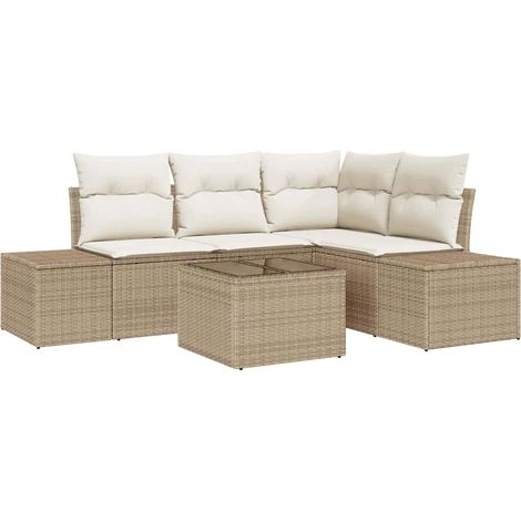Maison Exclusive - Conjunto de sofás de jardín Beige y Crema ratá