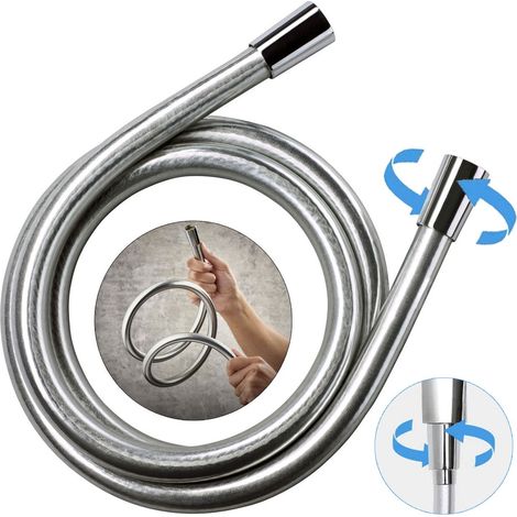 Mira Rada Silver Smooth Shower Hose 1.25m Chrome Anti Twist Free Rotate +Washers