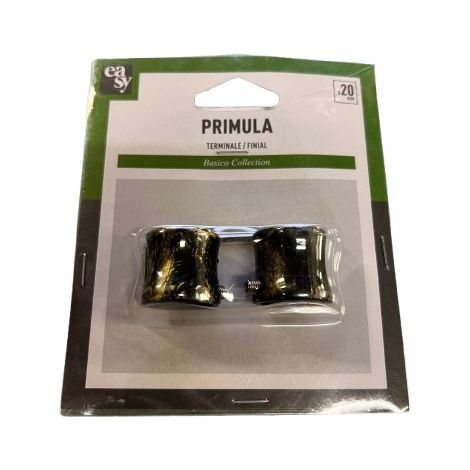 2PZ TERMINALE DECORATIVO D.20MM COL.NERO-ORO MOD.PRIMULA