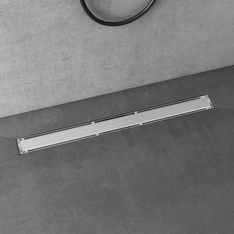 doporro Caniveau de Douche Italienne Extra Plate Chromé en Inox 80 cm Drain de Sol à Carreler avec Siphon et Filtre KE110 (1/5)