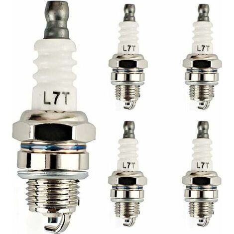 5 Pices Bougie d\'Allumage L7T Trononneuse Tondeuse Gazon Petit Moteur Accessoire Pices Compatible Bougies d\'Allumage de Rechange pour Dbroussailleuses et Trononneuses Remplace (1/4)