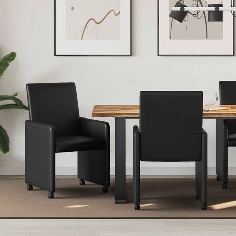 Esszimmerstühle mit Rollen 2 pcs Schwarz 57 x 66 x 94 cm