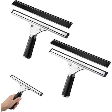 Kit de 30 cm avec 2 extracteurs et 2 lèvres en caoutchouc, Convient pour salle de bain, douche, fenêtre, verre, voiture, etc (noir) (1/5)