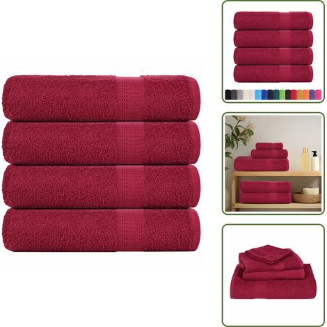 Duschtücher 4 Stk. Bordeauxrot 70x140cm 360 g/m² 100% Baumwolle - Duschtuch - Duschtücher - Handtuch - Badetuch (1/5)