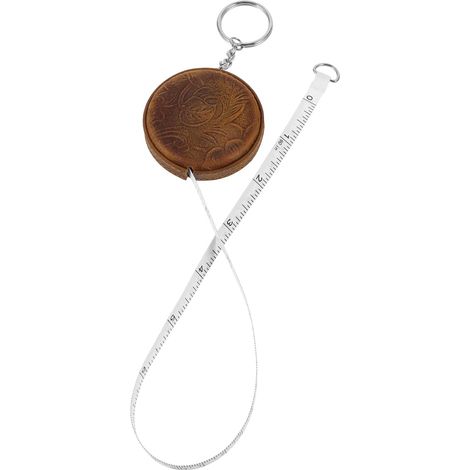 SEWACC Mini Mètre Ruban Porte-clés Rond En Cuir De Vachette 1,5 m Double Face Vintage Pour Mesures Corporelles Portable Et Compact