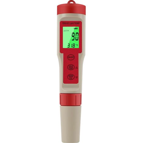 PEZ9908 Analyseur d'eau portable 4 en 1 stylo test pH TDS conductivité température écran rétroéclairé conversion °C/°F (1/5)
