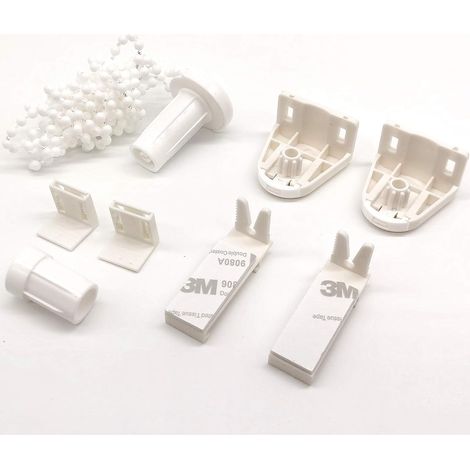 Kit de réparation de store enrouleur en plastique de 17 mm avec chaîne à perles de 3 m et vis pour tringles à rideaux, supports de store enrouleur (1/5)
