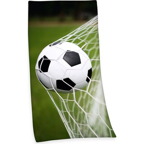Serviette de bain à motifs de football, 70 x 140 cm, coton, multicolore (1/4)