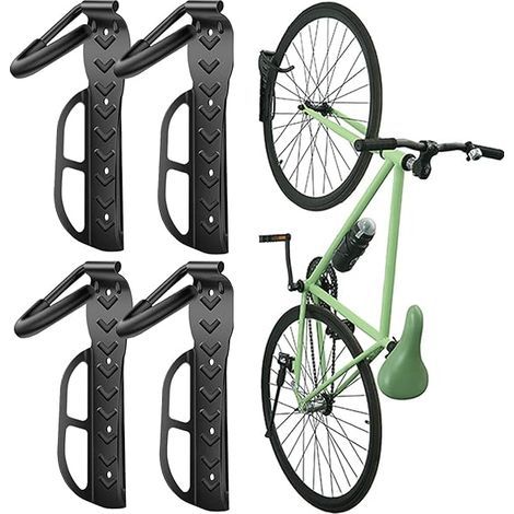 4Pcs Porte-Vélo Pour Garage,Support Mural Pour Vélo,Crochet Vertical Pour Vélo D'intérieur,Support Pour Vélo D'appartement Pouvant Supporter Jusqu'à 30kg GROOFOO (1/4)