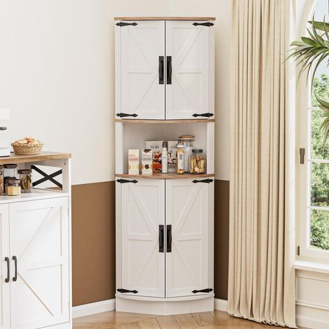 Eckschrank Weiß 165cm mit 4 Türen und 5 Ablagen, Landhausstil (1/5)