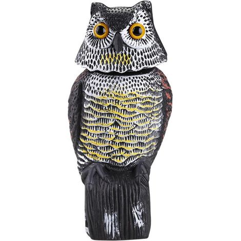 Épouvantail réaliste à tête rotative avec son, leurre de hibou rôdeur, répulsif antiparasitaire, épouvantail pour jardin ou cour. (1/5)