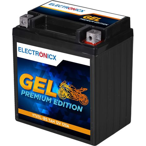 Electronicx YTX7L-BS GEL Motorradbatterie 12V 7Ah – Wartungsfrei, Vibrationsresistent, Hohe Startleistung – Perfekt für Motorrad, Roller & Offroad