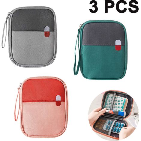 Trousse de premiers secours vide - Petite trousse à médicaments pour voiture, maison, bureau, cuisine, extérieur - Pochettes d'urgence avec écusson en croix - Pochette zippée vide pour le camping et l (1/5)