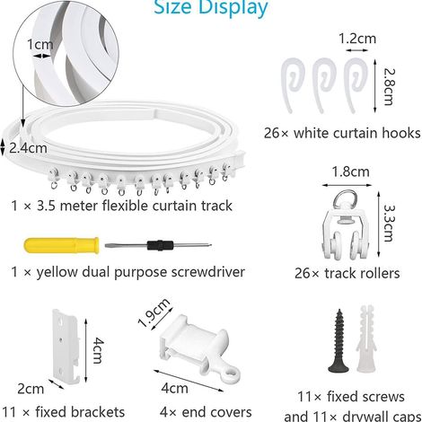 3.5-meter curved track, PVC plastic steel cloud hook set curtain track, U-shaped and L-shaped flexible track (1/5)
