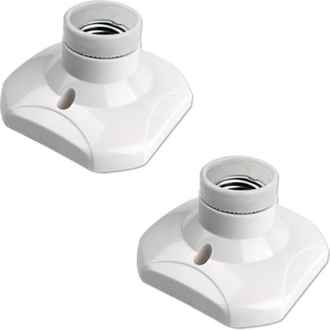 [NON UTILIZZATO] Portalampada a vite E27 per lampada da soffitto per interni, CA 230 V, portalampada LED E27, base in plastica E27 per soffitto di garage e officina, confezione da 2