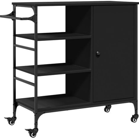 Maison Exclusive - Carrito de cocina madera de ingeniería negro 8