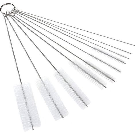 Nylon Tube Brosses, Goupillon Nettoyage, Brosse de Nettoyage Tube pour Bouteille en Verre Bébé Biberon Bouilloire Clavier, Tuyau Brosses de Nettoyage(blanc) (1/5)
