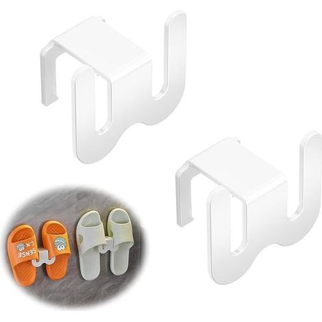 Zapatero y perchero de pared - Zapatero y toallero de plástico para colgar pantuflas en el baño, dormitorio y sala de estar, paquete de 2 (1/4)