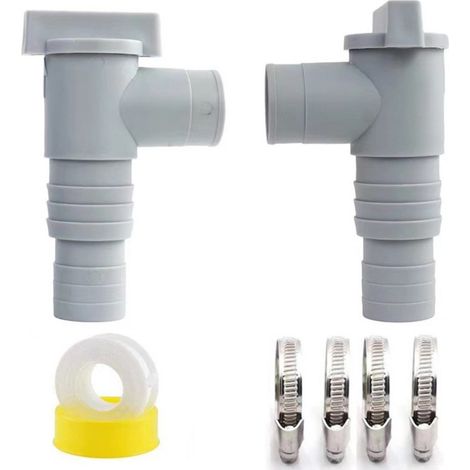 Válvula de mantenimiento/cierre de piscina con conector de manguera de 32/38 mm, válvula de piscina de doble división, válvula de émbolo, accesorios para piscinas elevadas y bombas de piscina (paquete (1/5)