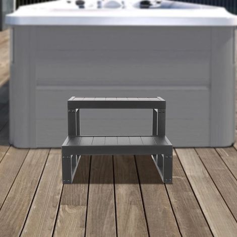 Terrasse antidérapante noire à 2 niveaux, escalier de bain à remous de Spa portable, 60 54 42.3cm, pédale antidérapante polyvalente