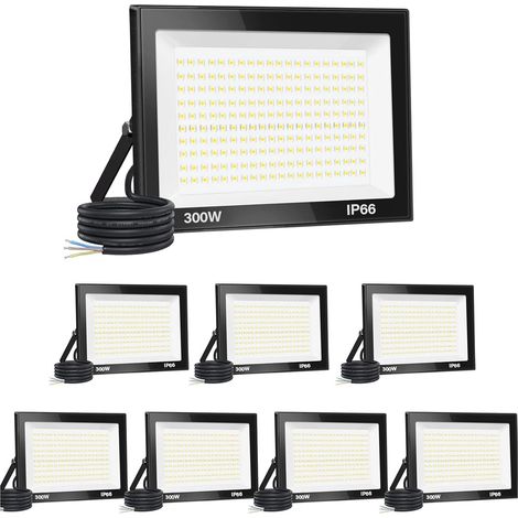 【8PCS】300W Projecteur LED Exterieur 30000LM IP66 Imperméable spot led exterieur Super Brillant Eclairage Extérieur Blanc Chaud(3000k) Sécurité spot led pour stades, usines, Parking, garage, jardi (1/5)