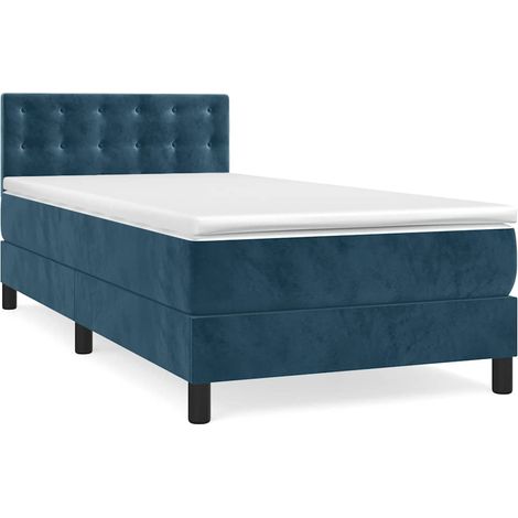 Maison Exclusive - Giroletto a Molle con Materasso Blu Scuro 80x200 cm in Velluto (1/5)