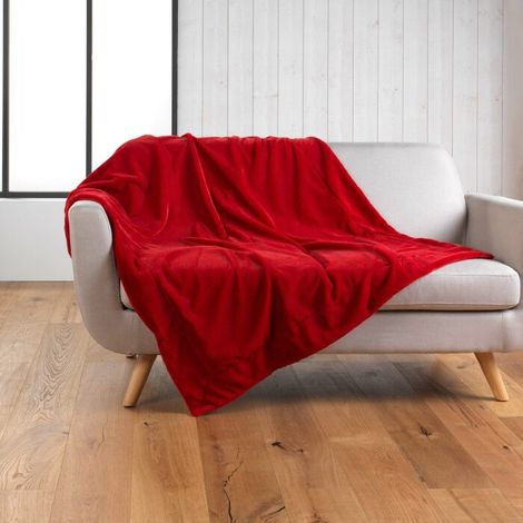 Plaid 125 x 150 cm imitation fourrure caresse Rouge (1/5)