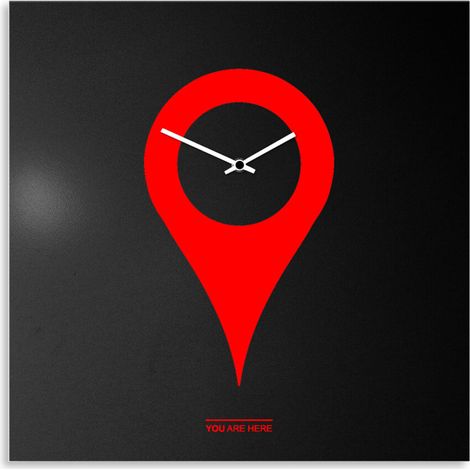 Orologio da parete moderno quadrato decorativo 50x50cm You Are Here - Rosso 2