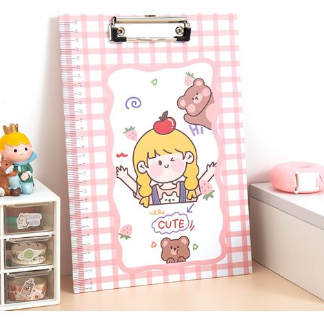 Plaquette à pince métallique pour tableau, fond renforcé, design mignon avec trou de crochet, lot de fournitures scolaires, cadeau pour fille. (1/5)