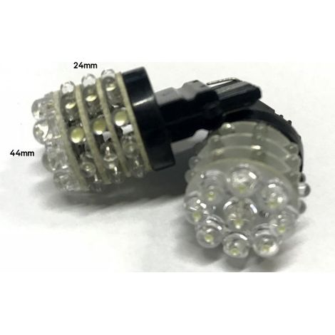 Coppia 2 Lampade Led T25 3156 P27W Con 9 F5 Frontale + 27 F3 Laterale Bianco Freddo 6000K 12V 2W