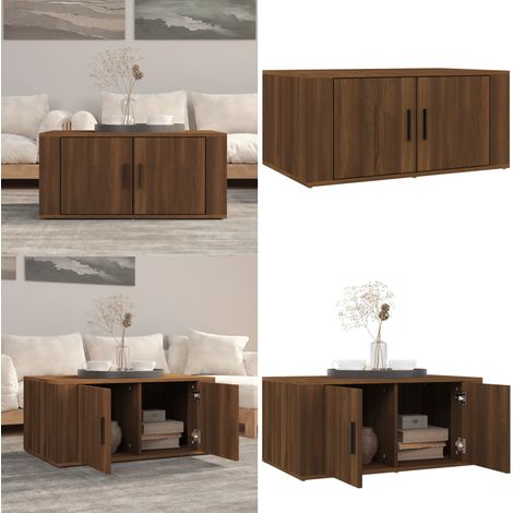 Table basse Chêne marron 80x50x36 cm Bois d'ingénierie - Table Basse - Meuble TV - Table D'appoint - Table Salon - Rangement Intérieur - Home & Living (1/5)
