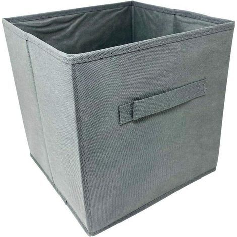 Scatola portaoggetti pieghevole in tessuto grigio, 27 cm di larghezza x 27 cm di lunghezza x 28 cm di altezza, senza coperchio, tipo cassetto, 1 pezzo (1/5)