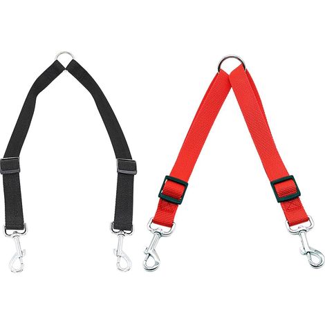 2 Pièces De Laisse À Double Fil, Laisse Réglable, Fournitures De Formation pour Animaux De Compagnie, Fournitures De Voyage pour Chiens (Noir, Rouge). (1/5)