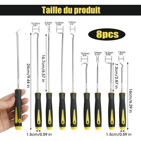 8-teiliges Präzisions-Haken- und Schraubendreher-Set, Mechanisches Haken- und Schraubendreher-Set, Türverkleidungs-Entfernungswerkzeug, Dichtungsentferner, Langhaken (1/4)