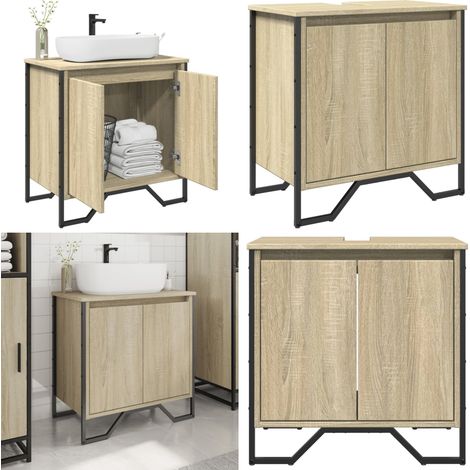 vidaXL Waschbeckenunterschrank Sonoma-Eiche 60x35x60 cm Holzwerkstoff