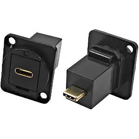 Connecteur USB C Femelle vers Mâle RS PRO ports, Montage panneau, Droit ( Prix pour 1 )